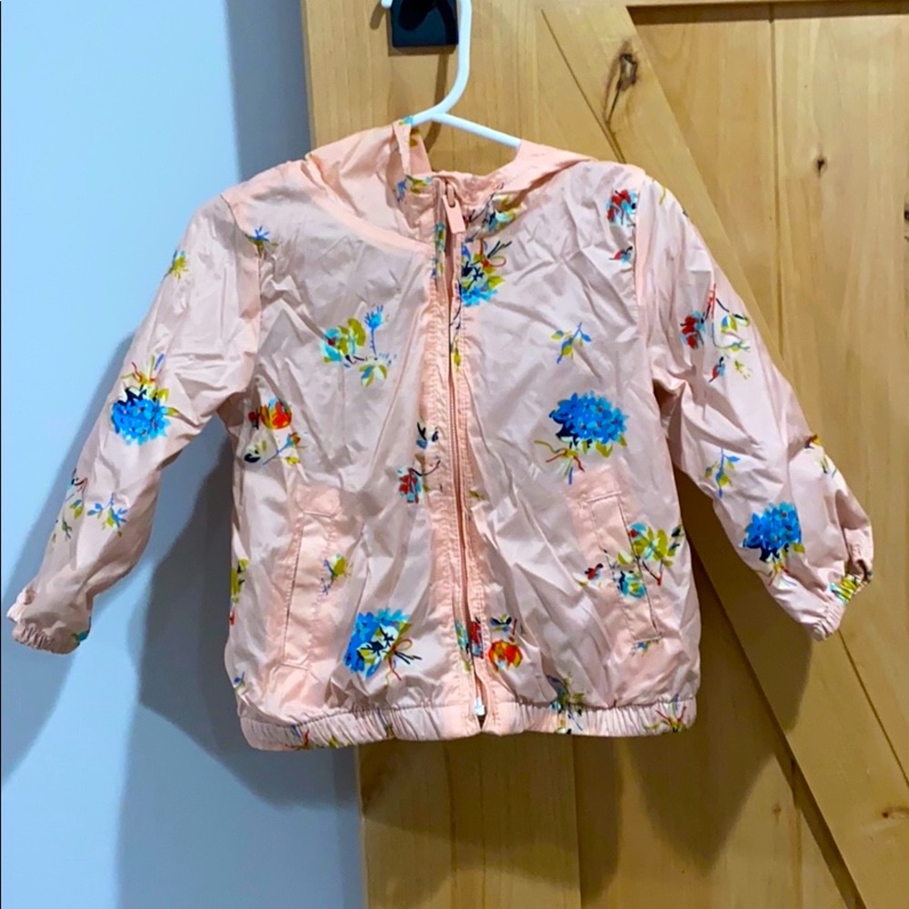 Peach Floral babyGap windbreaker hooded zip up